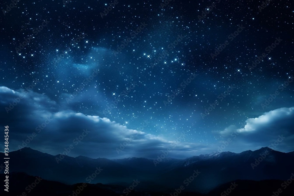Bright star shining in a night sky. Generative AI
