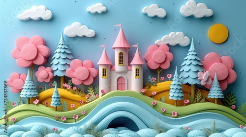 Fairy Tale Castle in Papercut Parallax Art