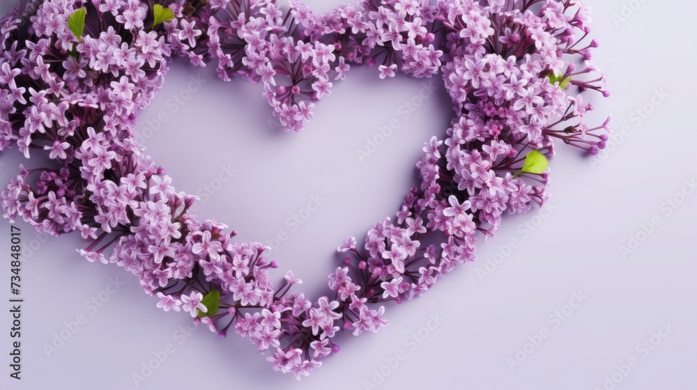 violet, lilac flowers in the shape of a heart. bouquet for Valentine's Day, Women's Day, March 8. greeting card violet, lilac flowers in the shape of a heart. bouquet for Valentine's Day, Women's Day, March 8. greeting card