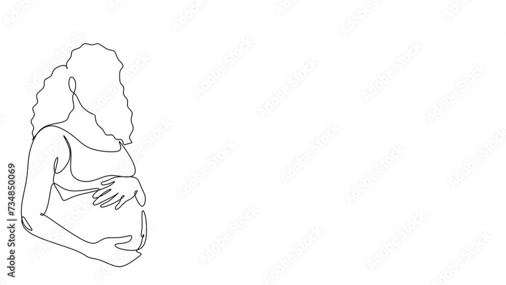 Pregnant woman and mother with baby. Continuous line drawing animation video. Pregnant woman hugging belly line art vector video. happy pregnant woman line art drawing. 4k stock video of a developing Pregnant woman and mother with baby. Continuous line drawing animation video. Pregnant woman hugging belly line art vector video. happy pregnant woman line art drawing. 4k stock video of a developing