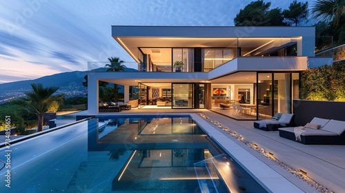 Modern luxury villa with swimming pool © olegganko