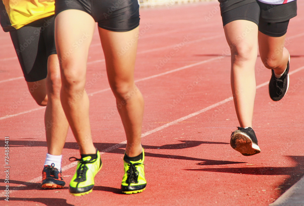 Cropped image of a sprinter getting ready to start at the stadium