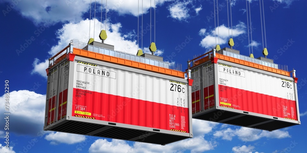 Shipping containers with flags of Poland - 3D illustration
