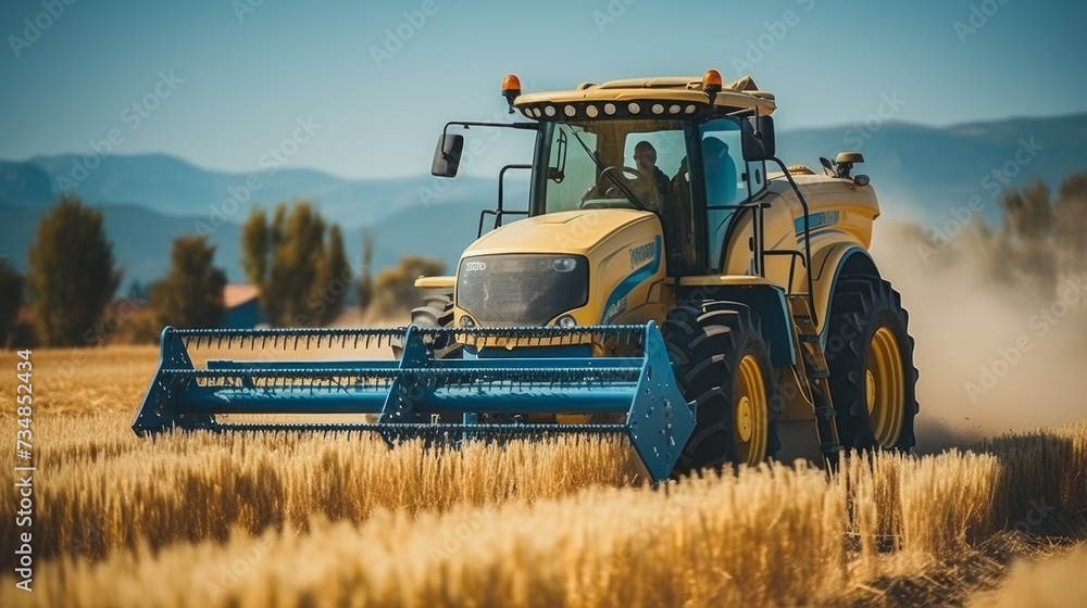 Fototapeta premium Harvester in the field harvesting