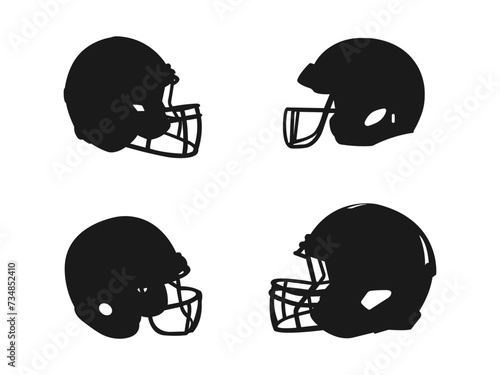 Silhouette symbol of American football helmet. Football helmet sport icon symbols. helmet symbol for your web site design, logo, app. Simple Vector sport illustration Isolated on background. eps 10.