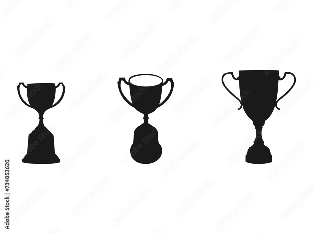 trophy Silhouette icon. winner symbol. Sport awards and trophies set for heraldry or success concept design or idea of logo. vector illustration isolated on white background. trophy Silhouette icon. winner symbol. Sport awards and trophies set for heraldry or success concept design or idea of logo. vector illustration isolated on white background.