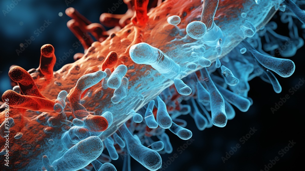 3d illustration of aids virus cells, HIV virus cells, 3d rendering - obrazy, fototapety, plakaty 