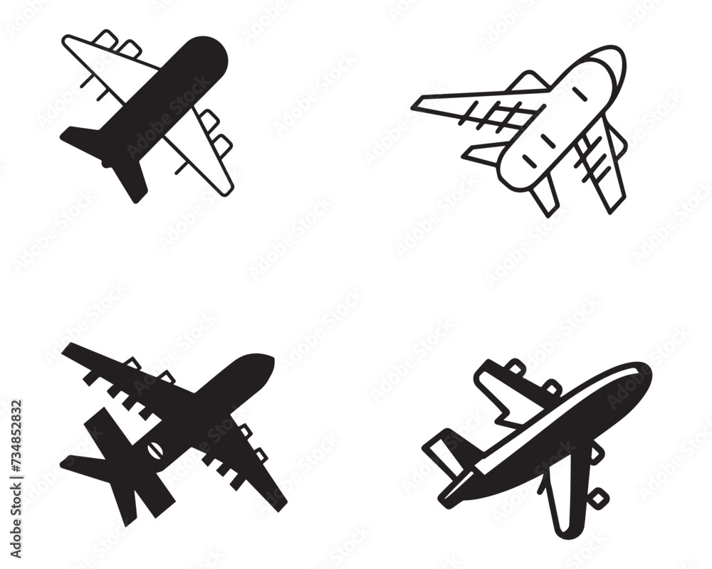 Air plane icon design set vector stock on white background illustration