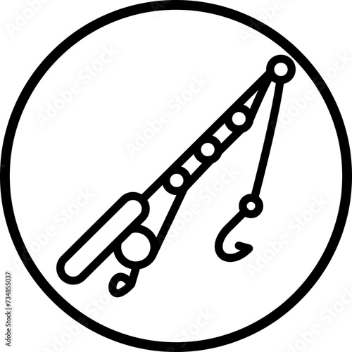 Fishing Line and Hook Icon Style