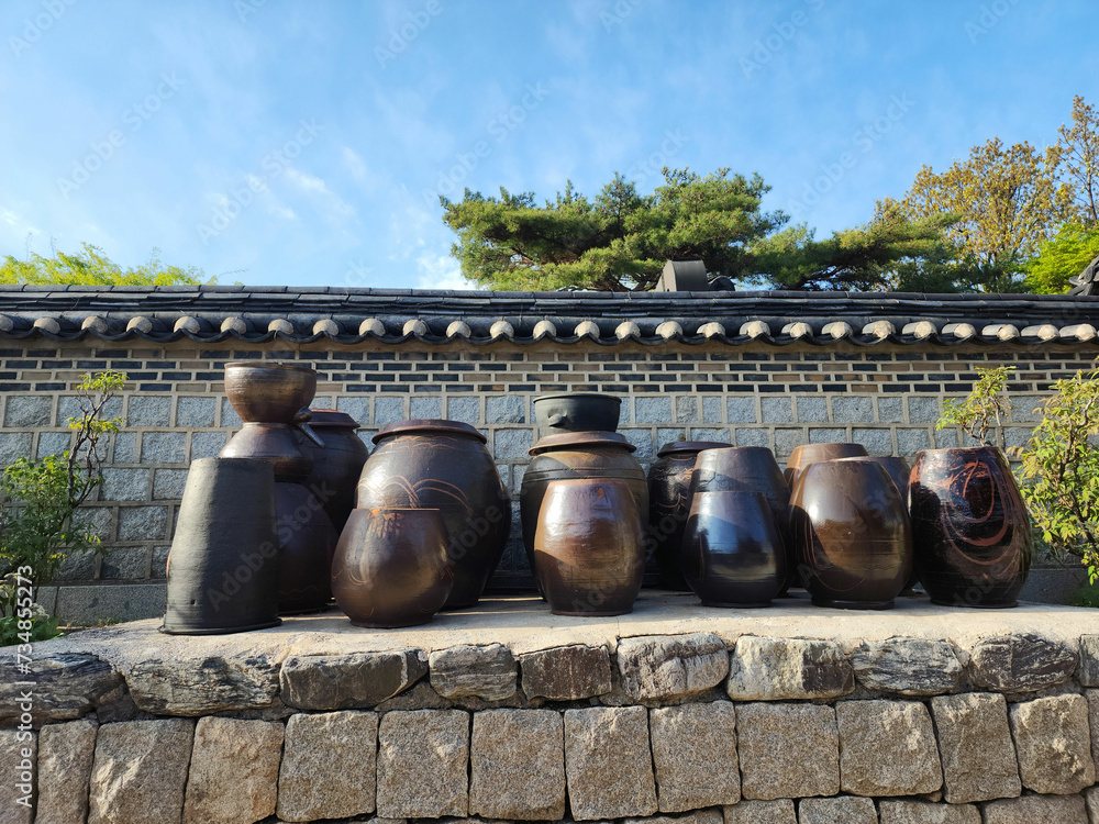 A stack of traditional Korean jars A stack of traditional Korean jars