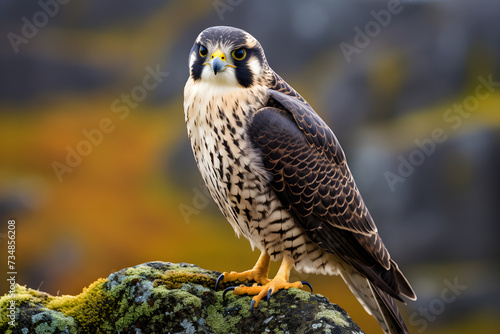 Intense Gaze of a Majestic Falcon Perched in Natural Habitat - Premium Stock Photo
