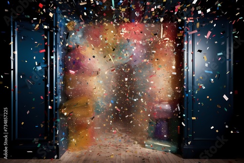 A joyous burst of confetti frozen in a birthday frame, creating a festive backdrop for a special moment