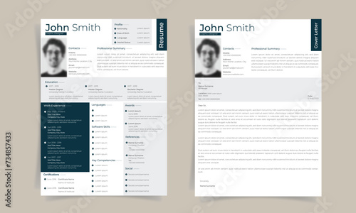 Elegant Professional resume template design and cover letter - vector template