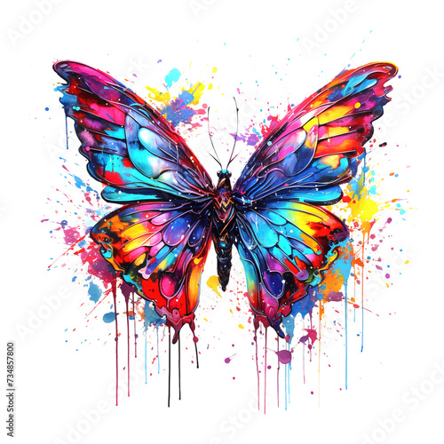 Painting of butterfly spread wings on a clean background, Png for Sublimation Printing, Printable art, Insect. Illustration, Generative AI.