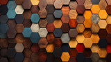 Beautiful, artistic and colourful wooden background, surface of wooden hexagons