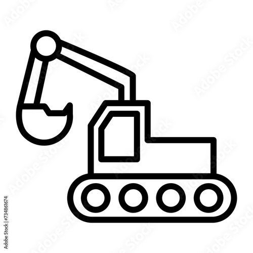 Excavator line icon