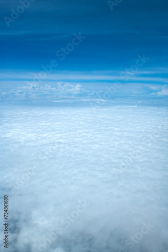 View of clouds in the sky from the plane, sky background.