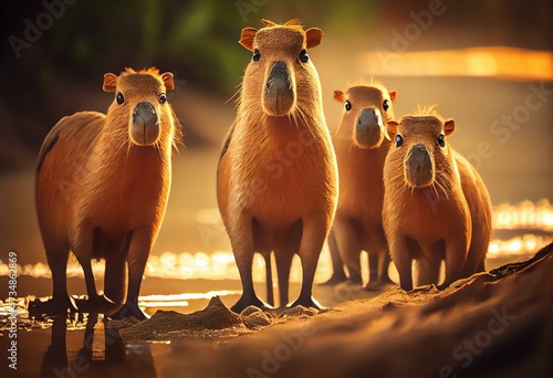 Brazilian Capybaravas, Capivaras Brasileiras viajantes e aventureiras geradas por I.A. Generative AI photo