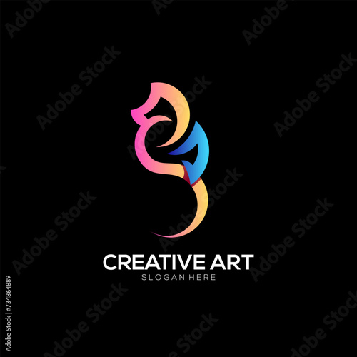 Seahorses logo gradient colorful design