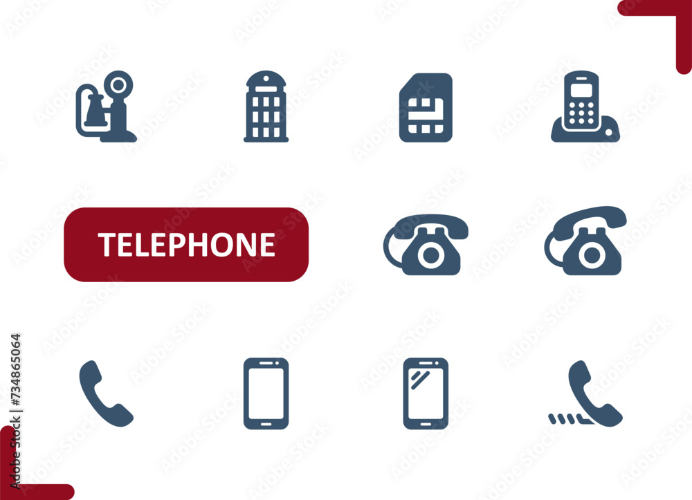 Telephone Icons. Phone, Phone Booth, Landline, Mobile Phone, Smartphone Icon Telephone Icons. Phone, Phone Booth, Landline, Mobile Phone, Smartphone Icon