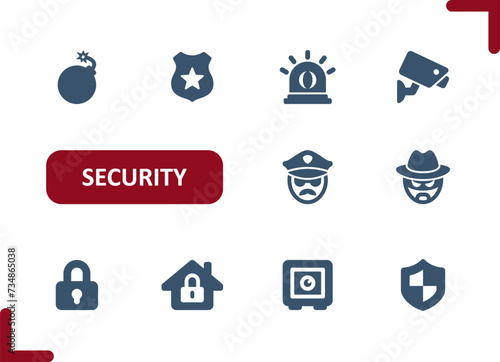 Security Icons. Police, Thief, Officer, Safe, Shield, Lock Icon