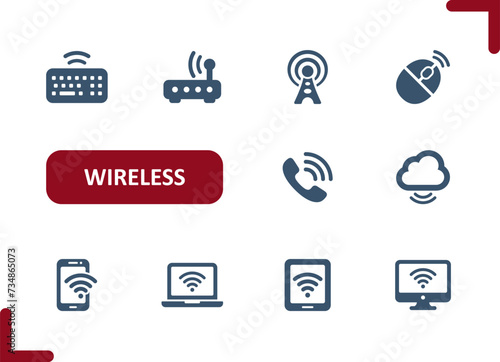 Wireless Icons. Wi-Fi, WiFi, Internet, Signal, Technology Icon