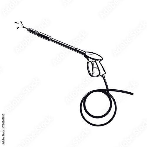 High pressure car washer gun vector art icon monochrome silhouette illustration isolated. Best for car wash vector related industry