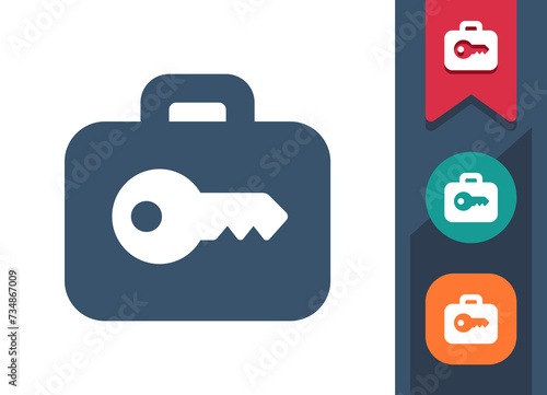 Briefcase Icon. Suitcase, Luggage, Baggage, Key, Locked, Security