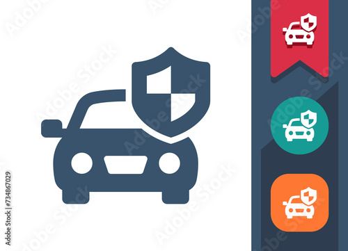 Car Insurance Icon. Vehicle, Shield
