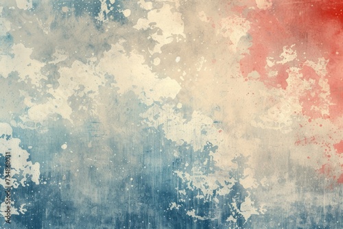 Vintage Watercolor Fusion Abstract Red, Blue and White Brushstroke Designs on Timeless Textured Background