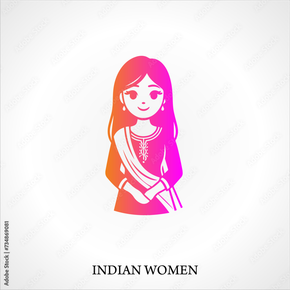 Fototapeta premium Illustration Featuring the Silhouette of an Indian Woman