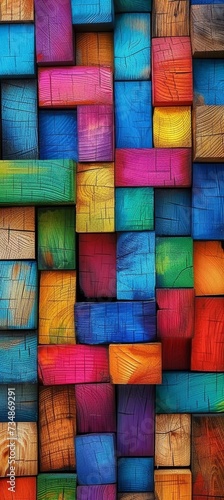 Abstract Wooden Gradient - Color Block Wallpaper with Artistic Tech-Inspired Design
