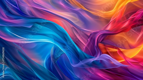 Vivid Abstract Canvas Smokey Tones, Sky-Blue and Crimson Landscapes with Flowing Textile Patterns in Luminous Colors