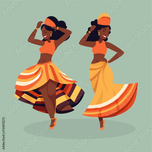 vector flat african female dancers