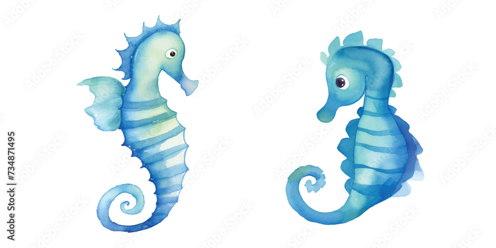 cute Seahorse watercolor illustration