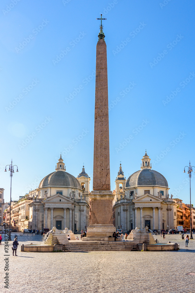 Naklejka premium Flaminio obelisk on Piazza del Popolo square, Rome, Italy