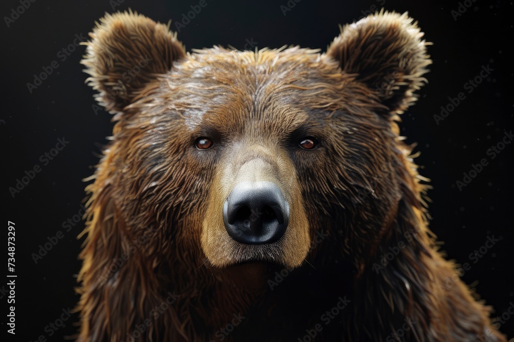 bear portrait on black background, highly detailed - generative ai bear portrait on black background, highly detailed - generative ai