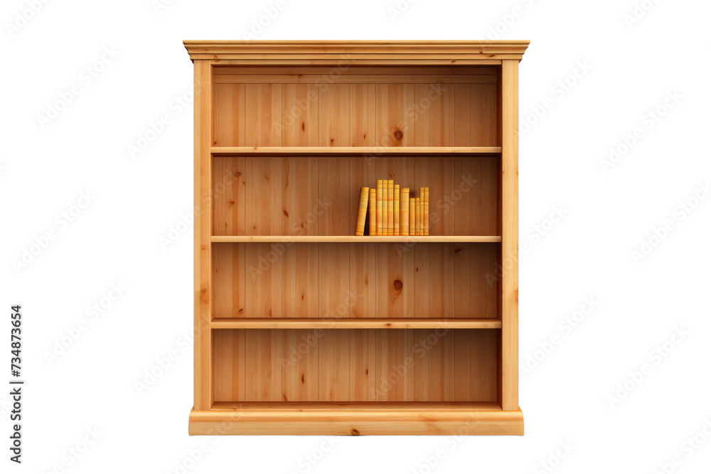 Wooden Bookshelf Elegance Isolated On Transparent Background
