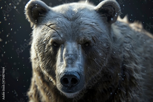 bear portrait on black background, highly detailed - generative ai