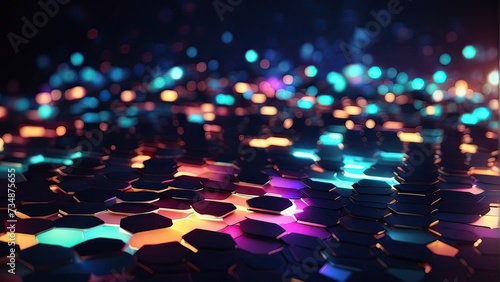 Genera Abstract Background with Illuminated Lights, Glowing Lights in Genera Abstract Pattern, Abstract Hexagon Pattern with Glowing Lights, Glowing Lights Adorning Genera Background, Abstract Genera 