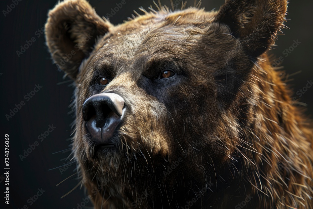 bear portrait on black background, highly detailed - generative ai bear portrait on black background, highly detailed - generative ai