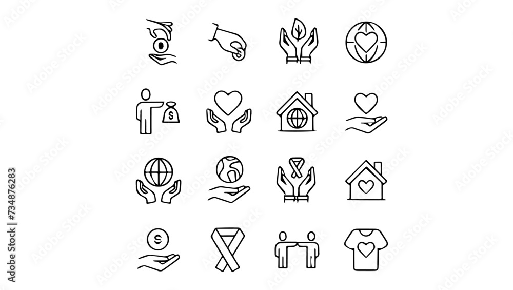 Fototapeta premium set of icons for designESG Environmental Social Governance concept editable stroke outline icons set isolated on white background flat vector illustration.Lifestyle thin line icons set. Healthy 