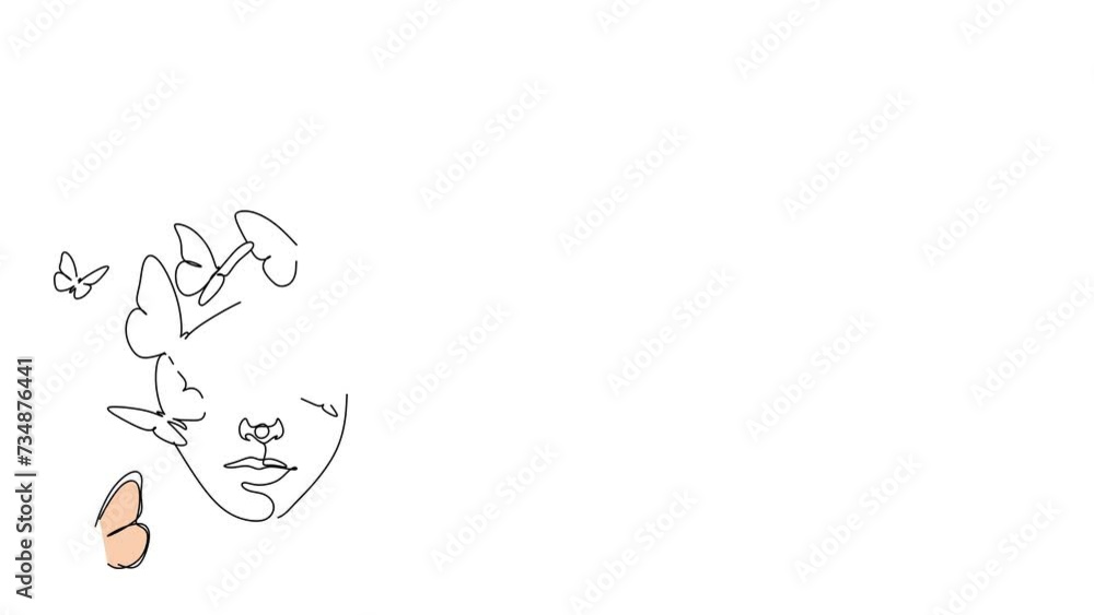 One continuous line drawing minimalist beauty nature cosmetic hairstyle. A flower bouquet in woman's head abstract face concept. 4k stock video of a developing with alpha channel. One continuous line drawing minimalist beauty nature cosmetic hairstyle. A flower bouquet in woman's head abstract face concept. 4k stock video of a developing with alpha channel.