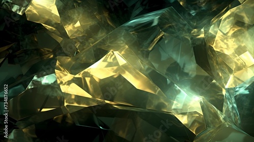 Macro crystal translucent green background. AI generated