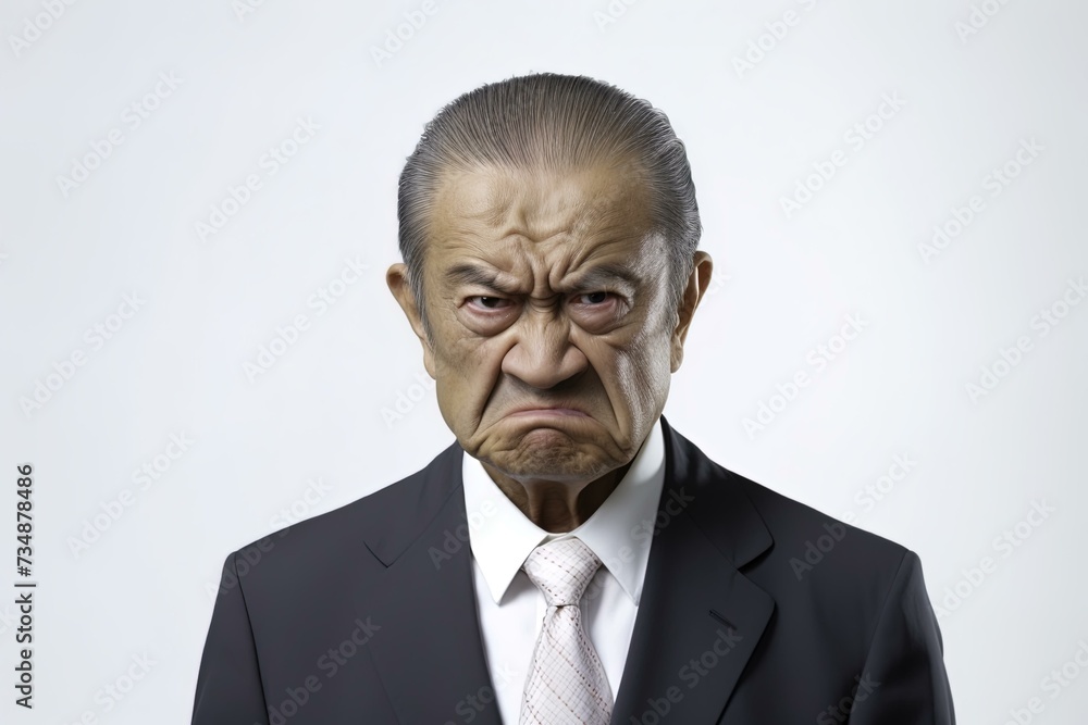 portrait of a angry businessman on an isolated background