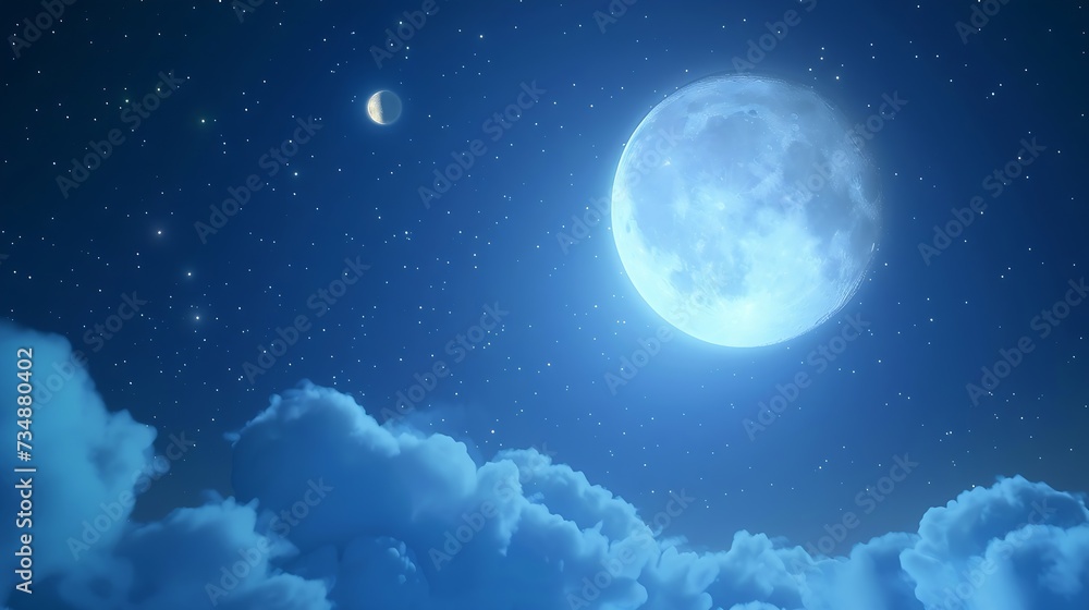 nightly sky with large moon : Generative AI nightly sky with large moon : Generative AI