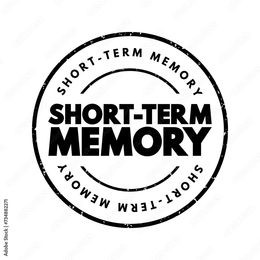 Short-term memory - information that a person is currently thinking about or is aware of, text concept stamp