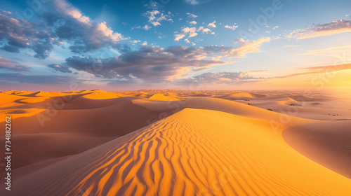 desert dunes at twilight  a mesmerizing landscape bathed in soft hues of orange and pink beneath the fading sun