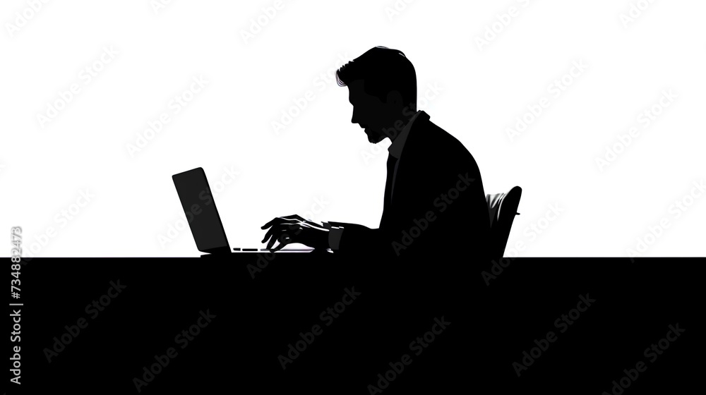 silhouette of a person working on laptop