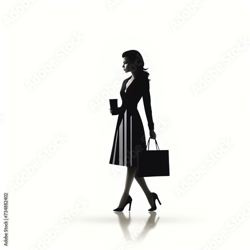 silhouette of a businesswoman on an isolated white background